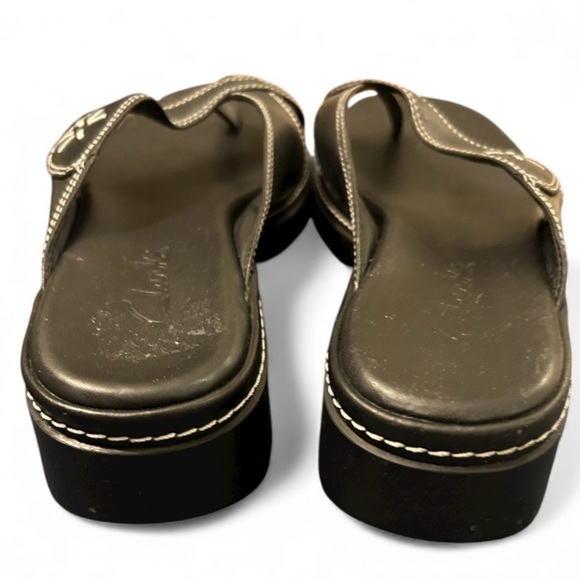 Clarks Black Leather Slide Sandals - Picture 5 of 7